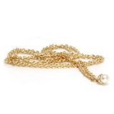 Fantasie Halskette Perle, gold, 100 cm