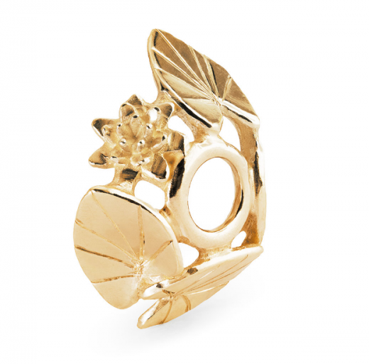 Seerose im Morgentau, 18k vergoldet